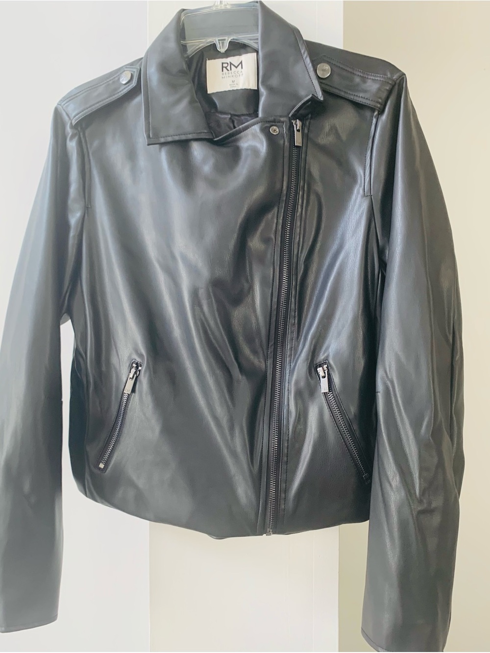 NWT Rebecca Minkoff Black Faux Leather Asymmetrical Moto Jacket